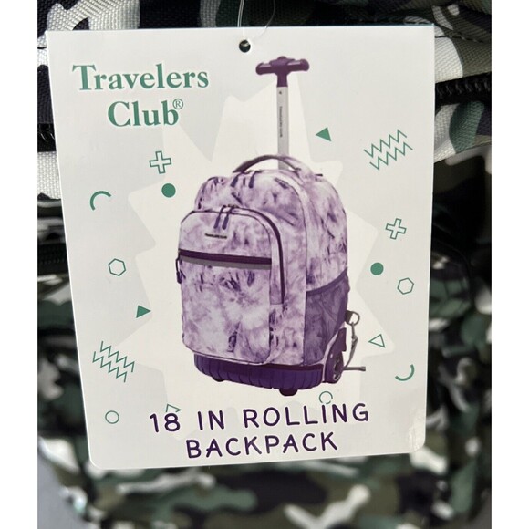 Travelers Club 18-inch Rolling Backpack Camouflage Telescopic handle wheels - Picture 14 of 16